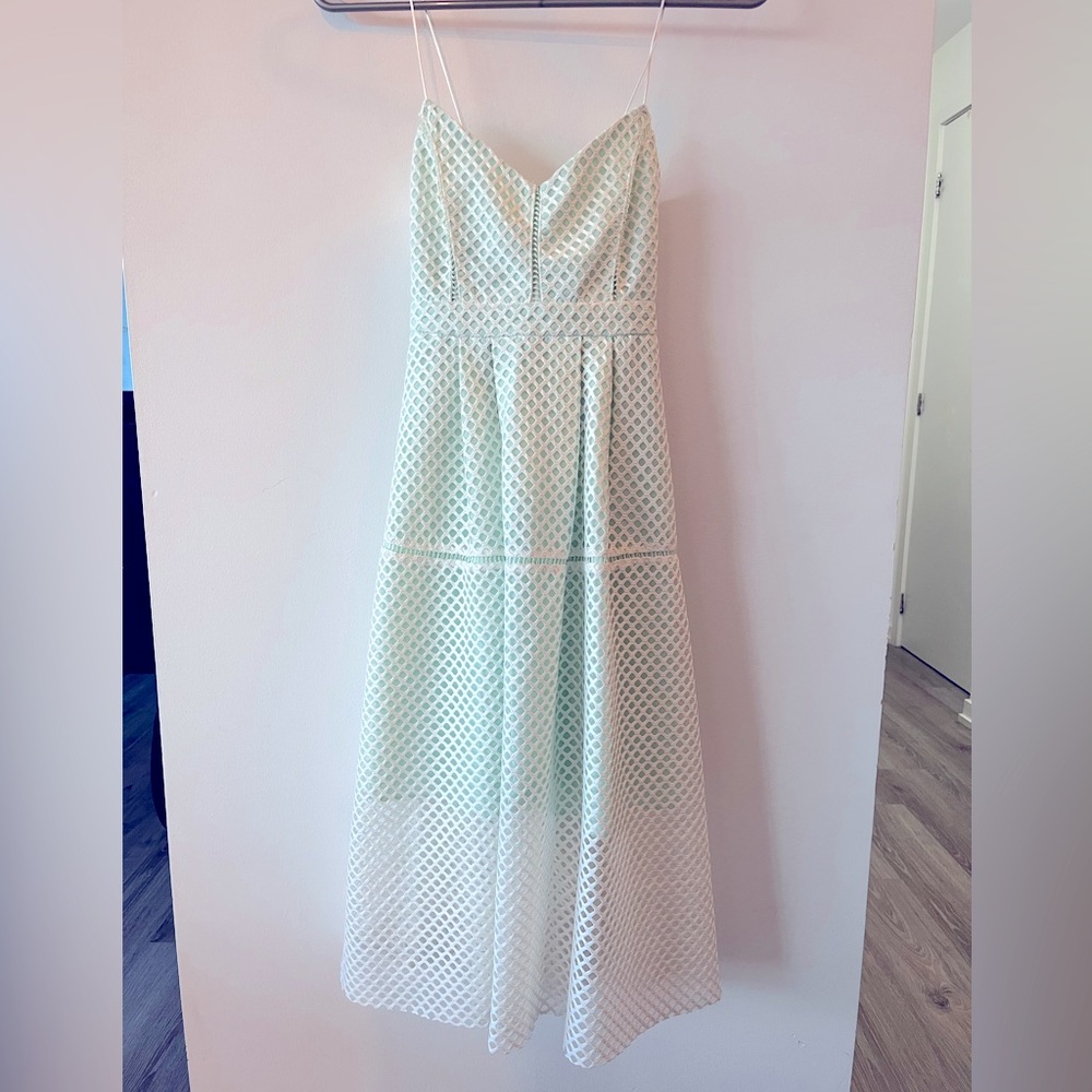 Topshop White & Mint Green Midi Dress